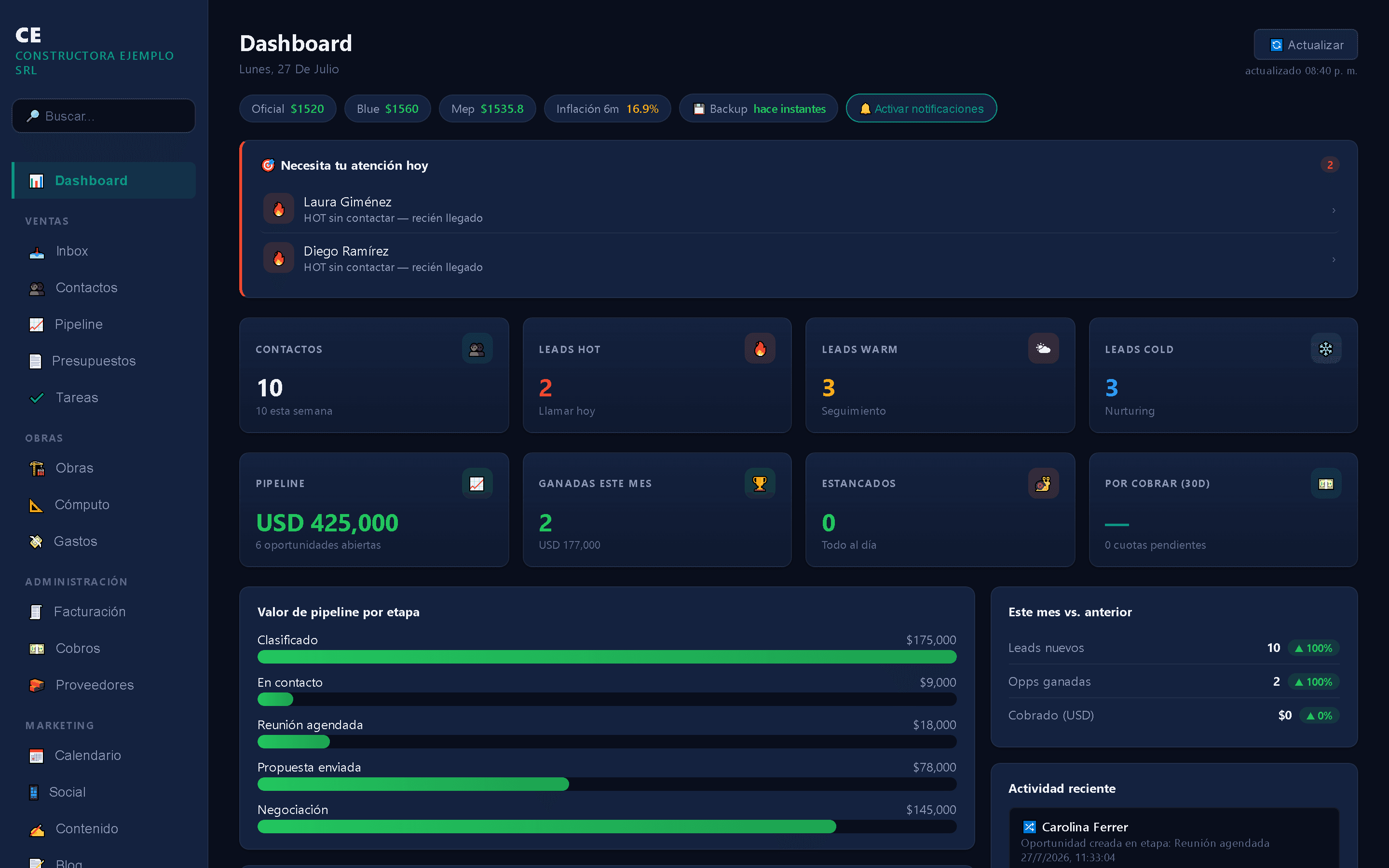 Compás — CRM + ERP de obra